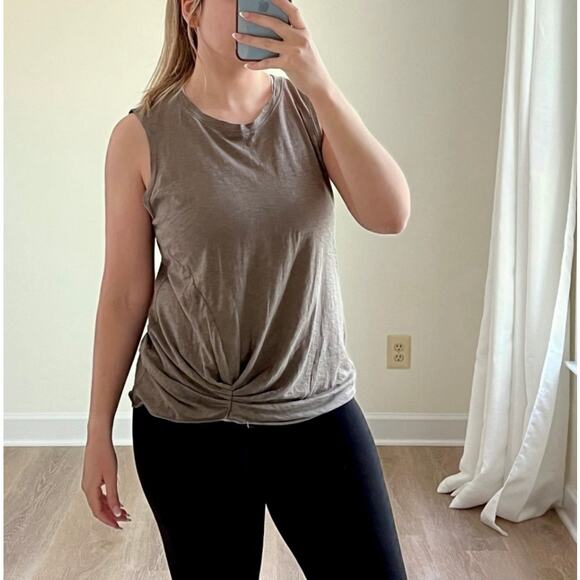 Michael Stars Gathered Knot Supima Cotton Muscle Tank OS Earthy Sustainable - Picture 1 of 7